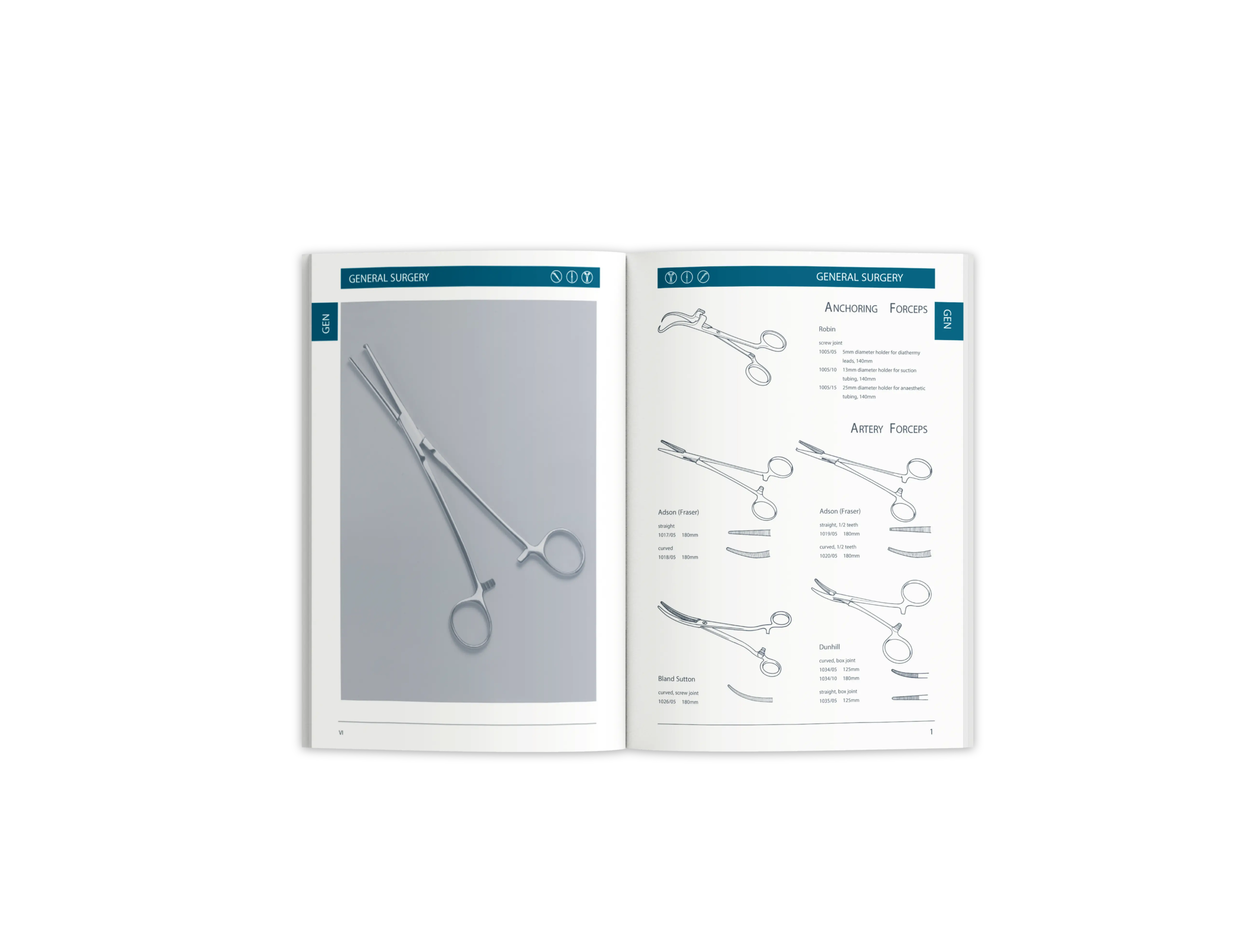 sychem surgical paper catalogue, opened showing products